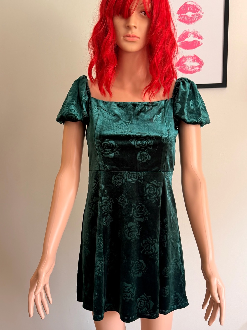 “Tina” Velvet Floral Mini Dress Size Medium NWT